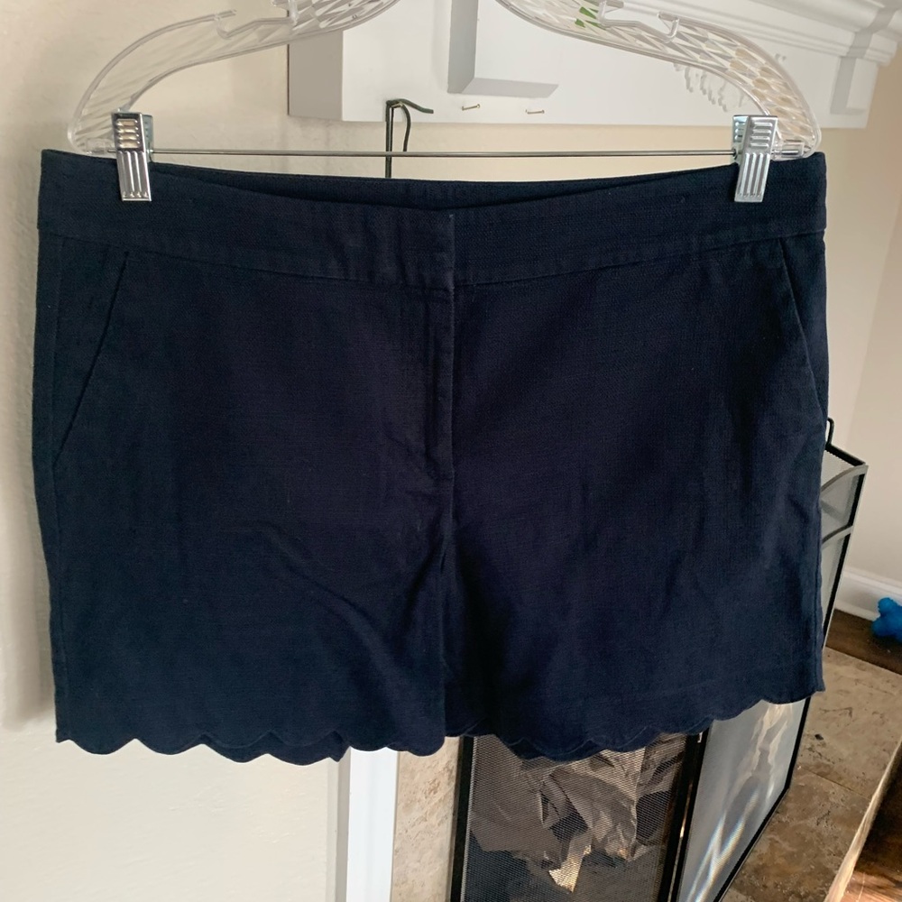 Talbots Dark Blue High Waist Scalloped Shorts